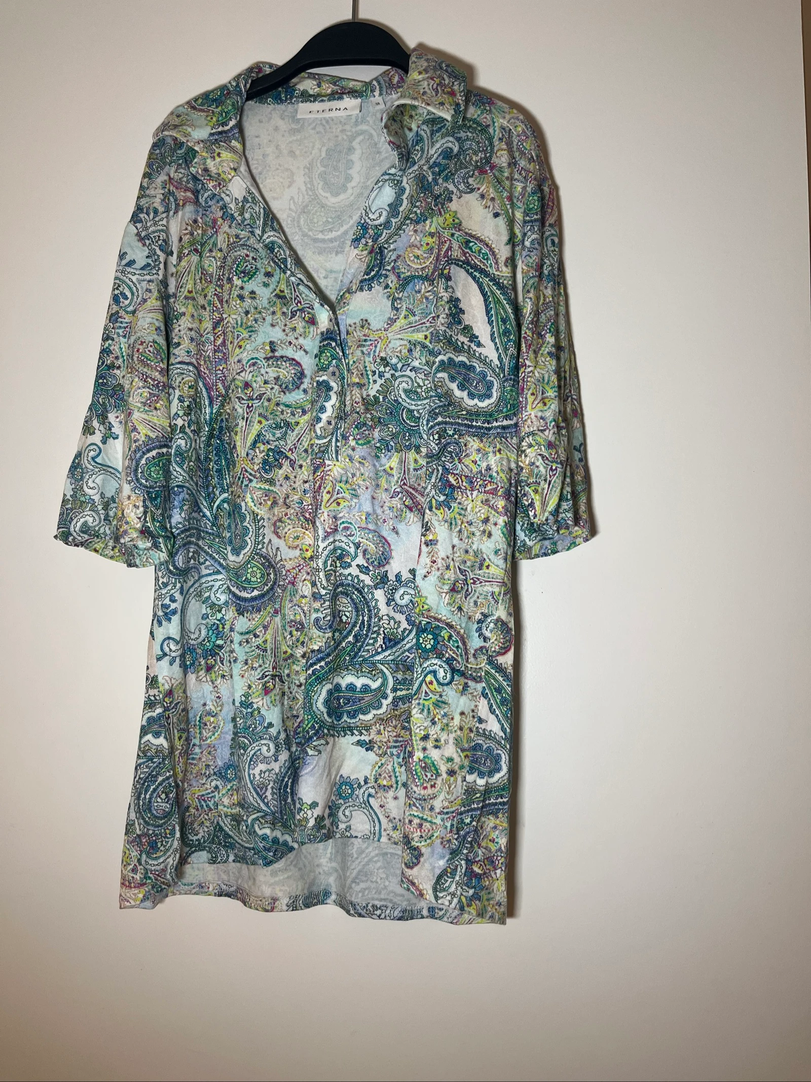 Casual short-sleeved Eterna top with multicolored paisley pattern – photo 4